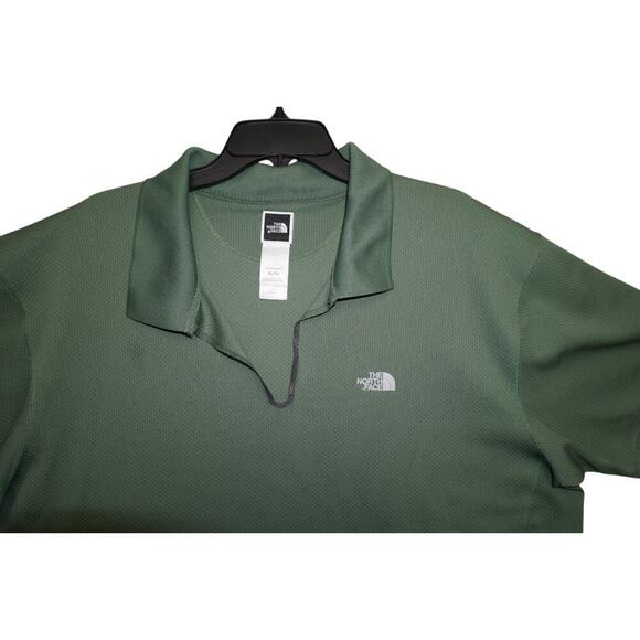 The North Face Solid Green Casual Short Sleeve Polo Shirt - Men's Size Large - Picture 2 of 6